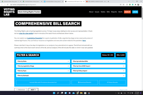 State Voting Rights Tracker | Comprehensive Bill Search